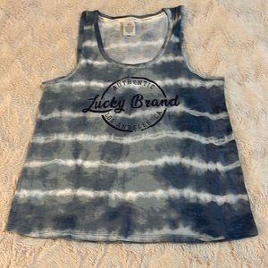 New Without Tag Lucky Brand Blue /Gray/White Tie Dye Tank Top Pullover Size M